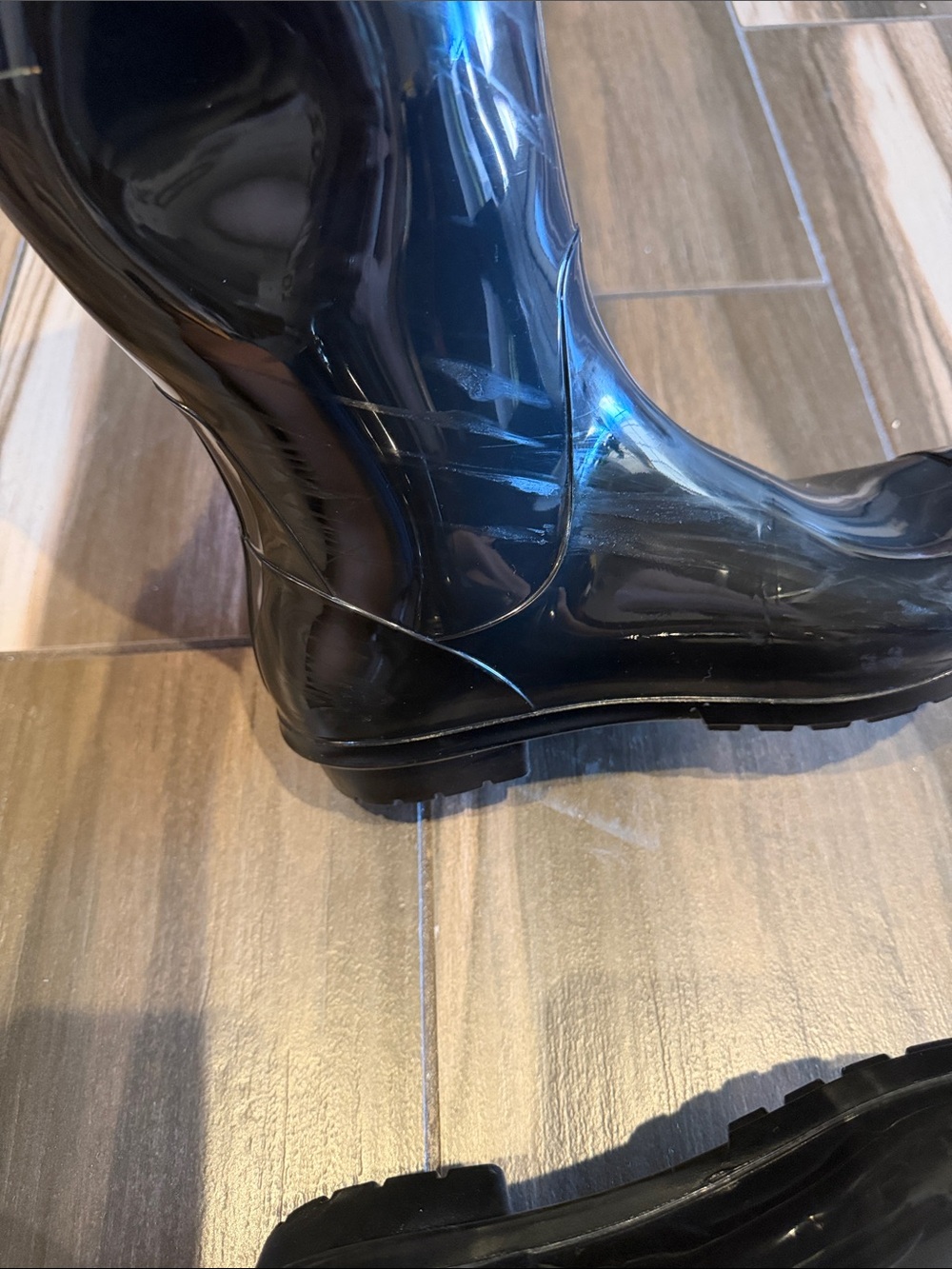 UGG Women's Glossy Black Tall Rain Boots - Picture 6 of 12